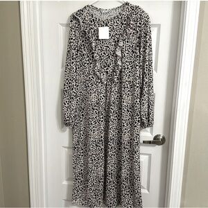 Ara Neutral Leopard-Print Ruffle Maxi Dress